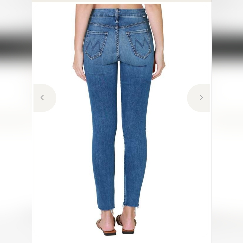 MOTHER Skinny Jeans in Medium Blue Denim - Picture 2 of 6